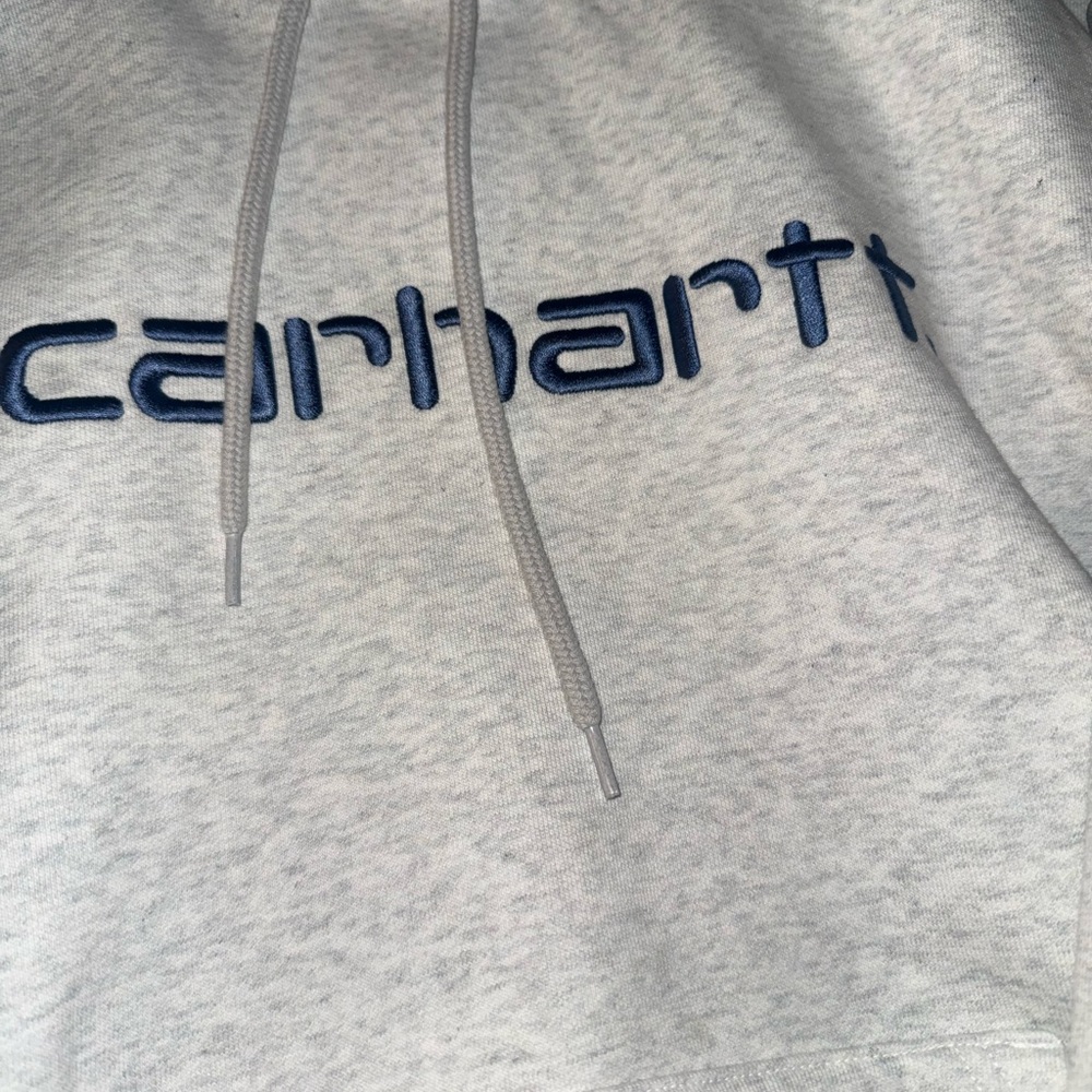 Carhartt Gray Hoodie with Blue Logo